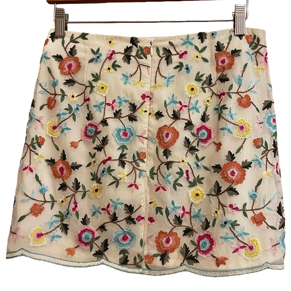 Emma Black 100% Silk Embroidered Lace Mini Skirt Floral Embroidered Skirt - Picture 3 of 16